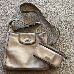 Fossil Gold Crossbody Bag and Wallet Set